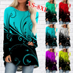 XS-8XL Naiste s&uuml;gis- ja talveriided Naiste pikkade varrukatega topid 3D-tr&uuml;kiga s&auml;rgid lahtised tuunika T-s&auml;rgid pullover-pluusid 5XL