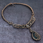 Natural Black Tiger Eye, Moonstone Copper Wire Wrap Jewelry Necklace 18 u9u25