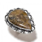 Natural Fossil Coral Gemstone Handmade 925 Sterling Silver Ring Size 8 t1d36