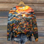 Naiste s&uuml;gisene ja talvine &uuml;mara kaelusega pikkade varrukatega topp armas 3D Halloweeni tr&uuml;kitud pullover-kampsun XXXL oranž
