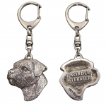 Border Terrier - Silver-plated key ring with a dog in a gift box, handbag decoration, backpack pendant by Art-Dog brand