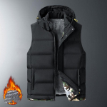 150KG Plus Size S&uuml;gistalvine vest meeste spordipuuvillane riietus pluss fliisist paksendatud jakid 8XL 9XL 10XL meeste vest M must