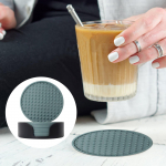 Joogitopsihoidja, Silikoonist tassihoidja 6-osaline komplekt plastalusega, diivanilaua tassihoidja, lauahoidja, joogilauahoidja One Size tumesinine