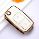 2 nupuga Soft TPU Shell Fob VW Volkswagen MK4 Bora Golf 4 5 6 Jetta Passat Polo Bora Touran Skoda Seat auto v&otilde;tme korpuse kate valge
