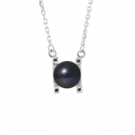 Collier - PERLINEA - 2C - Perle de Culture d'Eau Douce AAA+ - Noire - Argent 925 - 42 cm
