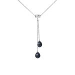 PERLINEA &ndash; Sina ja kaelakee; Moi AAA+ mageveekultuuritud p&auml;rl - pirn 7-8 mm - must - 925 sterling h&otilde;be - naiste ehted