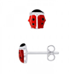 LEA &; ARTHUR &ndash; laste k&otilde;rvar&otilde;ngad "COCCINELLE BOMBE" mustriga 925 Sterling Silver Roodium Plated &; PUNANE-MUST email - Laste ehted