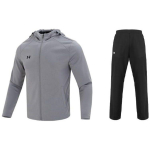 Under Armour &Uuml;hev&auml;rviline Kapuutsiga Lukuga Jakk ja Pikk P&uuml;ksid Vabaaja Spordikomplekt Meeste komplektid Hall Must 23600303-014+21500737-001 M