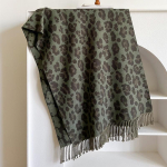 Animal Leopard Print Fashion Core Spun Yarn Naiste soe sall, pikk tupsall sall 200*65 must pruun v&auml;rv
