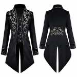 Keskaegne Tuxedo Steampunk Vintage viktoriaanlik pikkade varrukatega tuulepluus Keskaegne vintage &uuml;likond, printsi kost&uuml;&uuml;m meestele meeste aurupunk M must