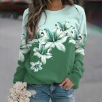Harajuku Uus 3D V&auml;rvilised Lilled Printimine Pusad Naiste Mood T&auml;navar&otilde;ivad Pulloverid Talvised T&uuml;drukud Lillelised graafilised riided Top S
