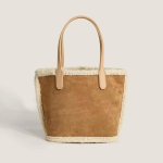 Vintage lambavillast k&auml;ekotid naistele Talvine mood Mitmek&uuml;lgsed ruudukujulised kandekotid &Uuml;hev&auml;rvilised daamide t&ouml;&ouml;le k&auml;imiseks komposiitkotid brown