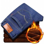 Meeste teksad Paks Stretch Denim Teksad Talvine Soe Fliis Sirged P&uuml;ksid Puuvillased p&uuml;ksid meestele 36