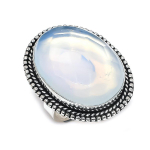 Natural Milky Opal Gemstone 925 Sterling Silver Jewelry Ring Size 8 q7d46