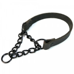 Koera kaelarihm ehtsast nahast koera kaelarihm koera l&auml;mbumisrihm Roostevabast terasest kett No Pull Dog nahast treeningkaelarihm XL (neck 53-70cm)