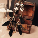 Naiste Bohemia keti sulgedest tutt-kettk&otilde;rvar&otilde;ngad, pikad rippk&otilde;rvar&otilde;ngad