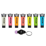 Moon Glow &ndash; Glow in the Dark Face & Body Paint- 0.42 oz Set of 7 &ndash;, Moon Glow &ndash; Glow in the Dark F, 1 Count black