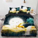 Hirve Voodipesukomplekt Metsloomad Lilled Muster Pol&uuml;ester Voodipesukomplekt King Twin Full Size Tekikott Lastele Poistele T&uuml;drukutele EU single(135x200cm)