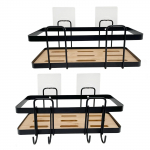 Seinale kinnitatavad vannitoariiulid Ujuv riiul du&scaron;&scaron; rippuv korv &scaron;ampoonihoidik k&ouml;&ouml;k maitseaine hoiustamisrest bambusest alus must