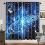 Maa Ruumi &Ouml;&ouml; Linnutee T&auml;htis Taev Tr&uuml;kitud Kardin 2 T&uuml;kki &Otilde;huke Lastekardin Elutoa Magamistoa Akna Kardina Kaunistus 100W130H(CM)40x51in&rod pocket