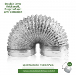 Universaalne alumiiniumfooliumist ventilatsioonikanal &otilde;hupuhastitele ja vannitoa v&auml;ljat&otilde;mbele 15cm 2m smoke exhaust duct