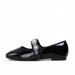 Uued Naiste Korterkingad Kevad T&uuml;druk Ilus &Uuml;mar Nina Kristall P&auml;rl Vabaaja Lakknahast Kingad Slip-on Loaferid Suurused 33-43 33 must