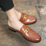 100% Ehtne Nahk Must Meeste Poolsaapad Meestele Kingad Mules Vabaaja Disainerkingad Mood Loaferid Luksuslikud Mustad Tuhvlid 2024 45 beige