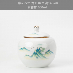 Retro sinivalge suletud keraamiline teekann hoiupurk majapidamiskeraamika hoiustamine v&auml;ike teekann kodu kaunistamine keraamiline pott