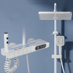 Luksuslik 4 funktsiooniga temperatuurin&auml;idiku du&scaron;isegisti komplekt seinale kinnitatav klaver, vihmasadu kuuma ja k&uuml;lma du&scaron;isegisti komplekt vannituppa valge