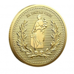 L&otilde;vim&uuml;ndi &otilde;nnem&auml;rgi kahepoolne m&uuml;nt l&otilde;vijumalanna grav&uuml;&uuml;ridega metallist kogutav filmirekvisiit kollektsion&auml;&auml;ridele m&otilde;eldud filmif&auml;nnidele kuldne