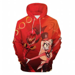Meeste Naiste Anime Kapuutsid Streetwear Harajuku Vabaaja Hazbin Hotel Multifilmiga Tr&uuml;kitud Kapuutsiga Pullover Higipusad XXS