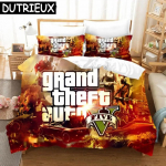 M&auml;ngu GTA Tr&uuml;kitud Voodipesukomplekt Grand Theft Auto 5 Multikas Tekikate Padjap&uuml;&uuml;r &Uuml;he-, Kahe-, Kuningasuurus Anime Tekikate Voodipesu 70x133cm 2pcs