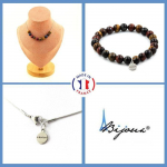 Pierres et Min&eacute;raux. Parure bijoux Bracelet Collier 10 Perles Oeil de Tigre Multicolore 8 Taille personnalisable.