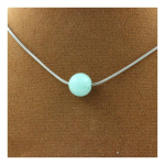 Pierres et Min&eacute;raux. Collier 1 perle Amazonite 8 mm Chaine en acier inoxydable.