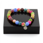 Pierres et Min&eacute;raux. Bracelet Perles Tourmaline multicolore + Tourmaline melon d'eau 8 mm. Fabriqu&eacute; en France.