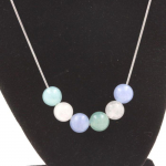 Pierres et Min&eacute;raux. Collier perles Aigue-Marine + Pierre de lune 8 mm Chaine en acier inoxydable.