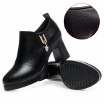 Mugavad pehmest PU-nahast libisemisvastased kingad, platvorm, kevad naiste plokk, mustad k&otilde;rged kontsad kontoris ema kingad 36 must