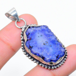 Blue Solar Quartz Handmade 925 Sterling Silver Jewelry Pendant 1.81 r2s46
