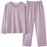 Naiste Kost&uuml;&uuml;m 2-osaline Komplekt Puuvillane Pidžaama T-s&auml;rk ja P&uuml;ksid Puuvillane &Uuml;lem&otilde;&otilde;duline Vabaaja Suvekost&uuml;&uuml;m Kaks Osa &Uuml;lemine P&uuml;ksid XL lilla
