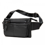 Multifunktsionaalne meeste ehtsast nahast crossbody kott pealiskihist lehmanahast rinna- ja v&ouml;&ouml;kotiga must