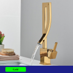 L&auml;ikiv kuldne vannitoa valamusegisti K&uuml;lma kuumale tekile paigaldatav segisti kraana kraan must nikkel kroom messingist juga segistid &uuml;he k&auml;ega kuld