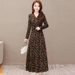 Suur Suurus Elegantne Pikkade Varrukatega Kevad/S&uuml;gis Seelik Taskutega Naised 3XL lilleline/aprikoosi