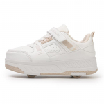 Laste neljarattalised spordijalatsid Eemaldatavad lamedad jalatsid Laste uisutamisrulluiskud Lastele 31 khaki/valge