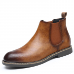 Kuum m&uuml;&uuml;k Meeste Chelsea saapad Uus saabumine Pehme nahk Elastne rihm Pahkluusaapad Formaalne &auml;ri kingad Slip-on Jalatsid 38 pruun