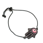 Pink Evil Eye, Kunzite Handmade 925 Sterling Silver Bracelet 7-8 o0g80