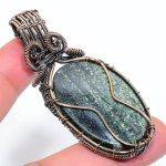 Green Swiss Opal Handmade Copper Wire Wrap Jewelry Pendant 2.60 y9w07