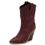 S&uuml;giss&uuml;gis Naiste Pahkluusaapad 2024 Uued Vintage Kiilkontsad Cowboy Cowgirl Saapad Seksikad Peosaapad Daamide Suur Suurus 48 37 veinipunane v&auml;rv