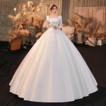 2024 Prantsuse satiinist t&uuml;lliga pulmakleit slepiga Large