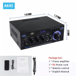 AK45 800W kodune v&otilde;imsusv&otilde;imendi 2 kanaliga Bluetooth 5.0 mini Hifi digitaalne stereoheli v&otilde;imendi tugi FM USB SD mikrofoni sisend EU Plug