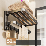 Kokkupandav vannitoar&auml;tikuhoidja komplekt seinale paigaldatav ruumis&auml;&auml;stlik organiseerija t&ouml;&ouml;riistavaba paigaldus alumiiniumsulamist hoiuriiul 50cm-With Hook